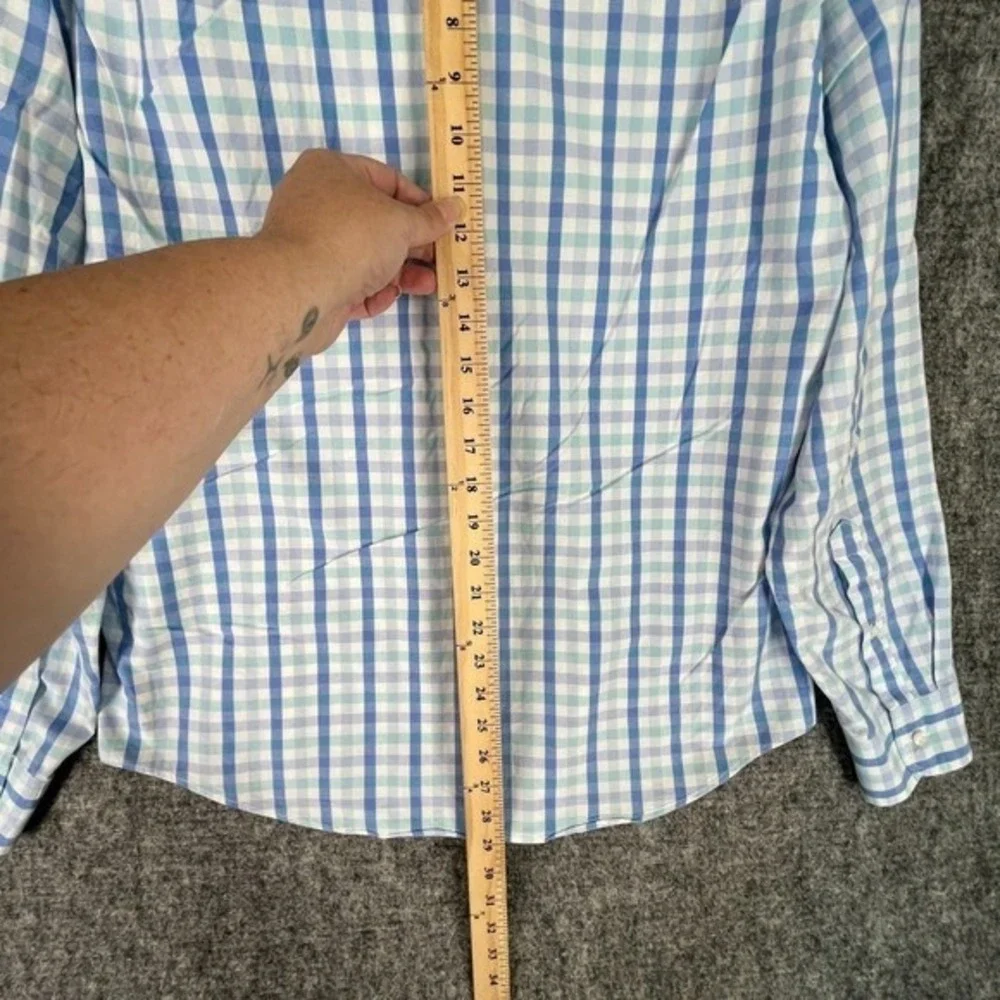 J Crew Slim Fit Office Shirt Mens L Blue Gingham Plaid Button Up Preppy Classic